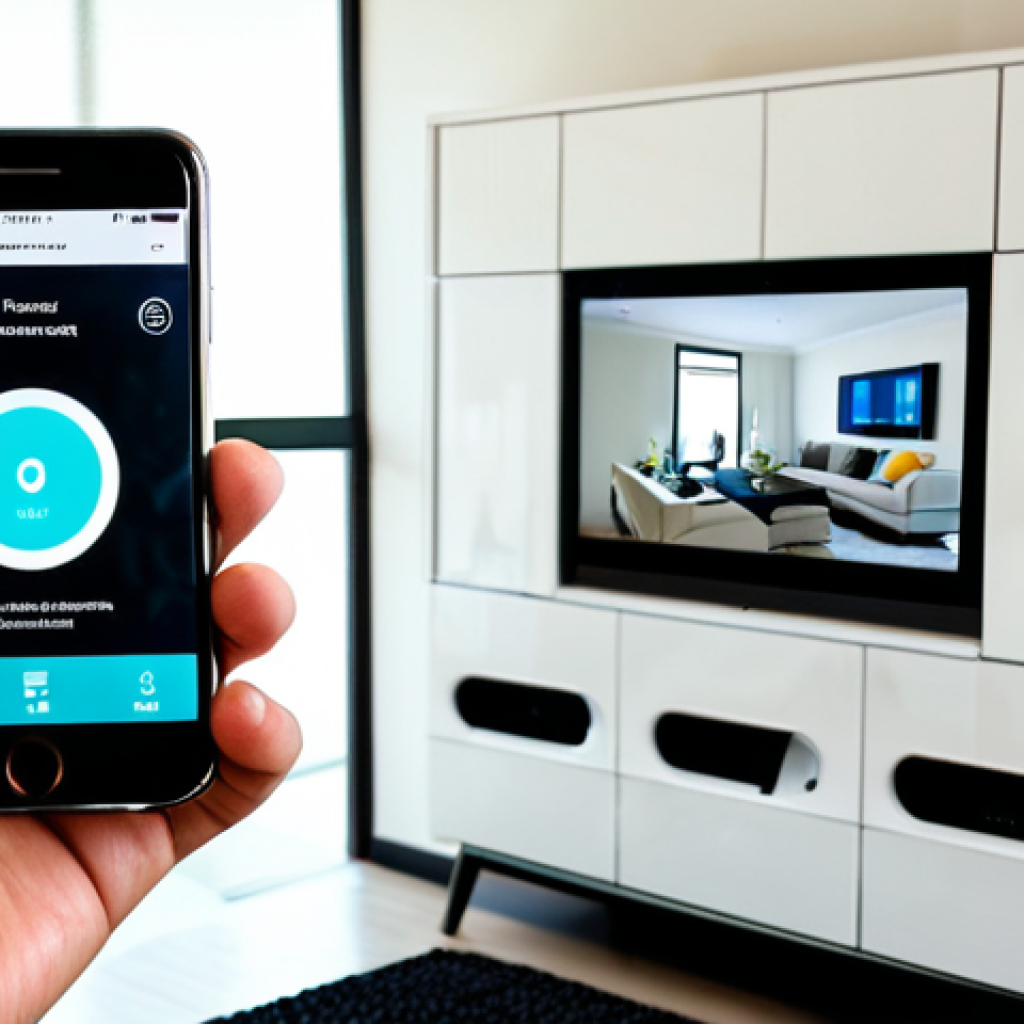 스마트 방범 장치의 종류와 비교 - **Image Prompt:** "A modern home security system interface displayed on a smartphone screen. The app...