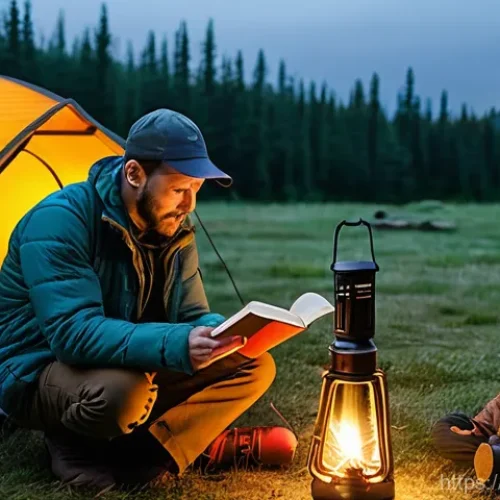 Home 15 컴팩트한 캠핑용 랜턴 추천 - **Prompt 1: Evolution of Camping Light Comfort**
"A split image depicting two contrasting campin...